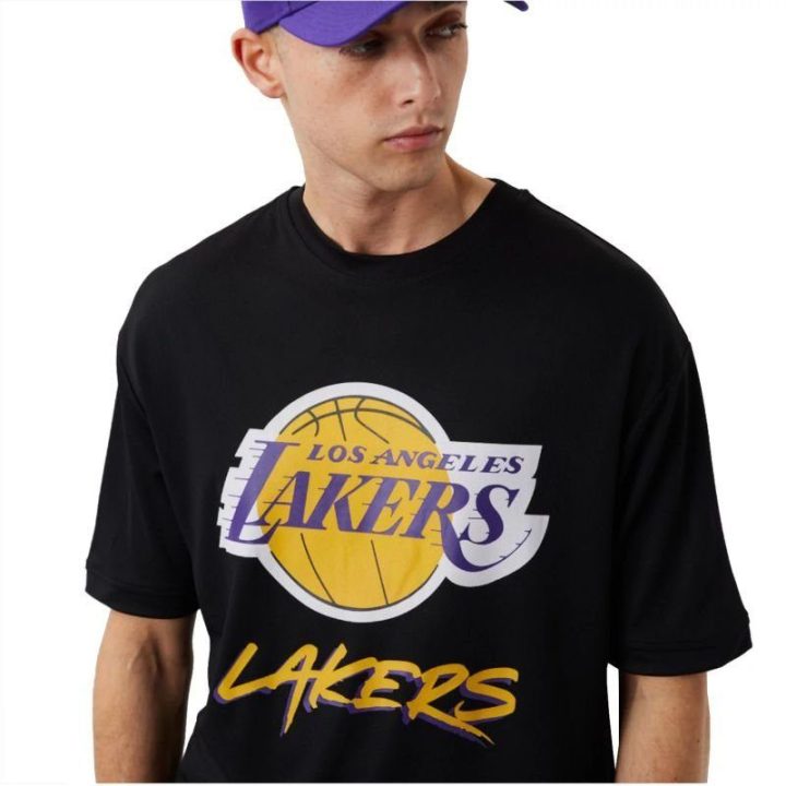 Vyriški marškinėliai New Era Lakers Script Mesh, juodi