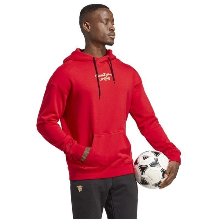Vyriškas džemperis su gobtuvu adidas Manchester United 22/23, raudonas