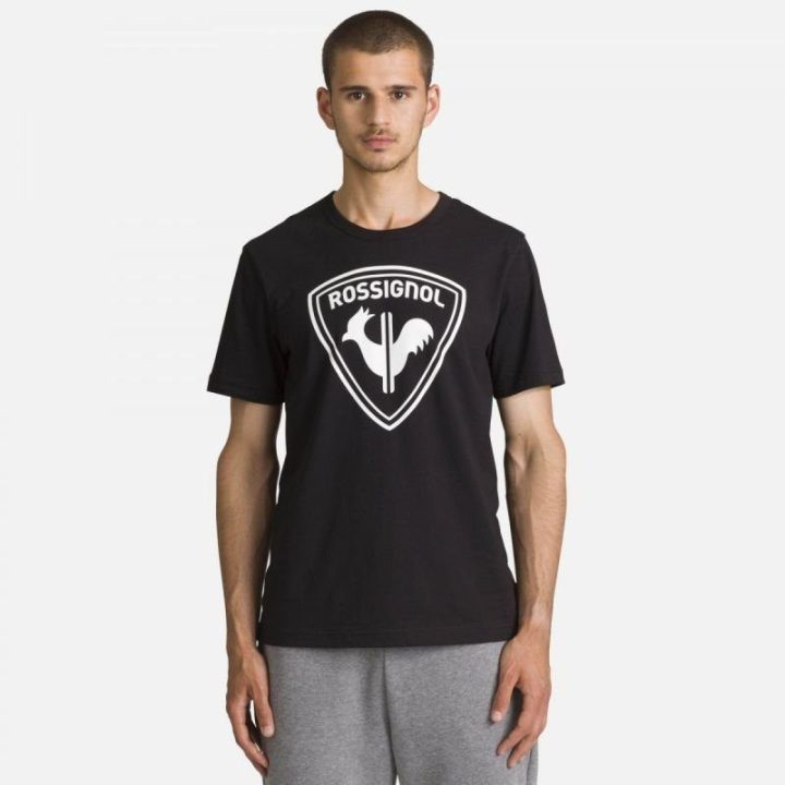 Vyriški marškinėliai su gaidžio grafika Rossignol Logo Rossi Tee, juodi
