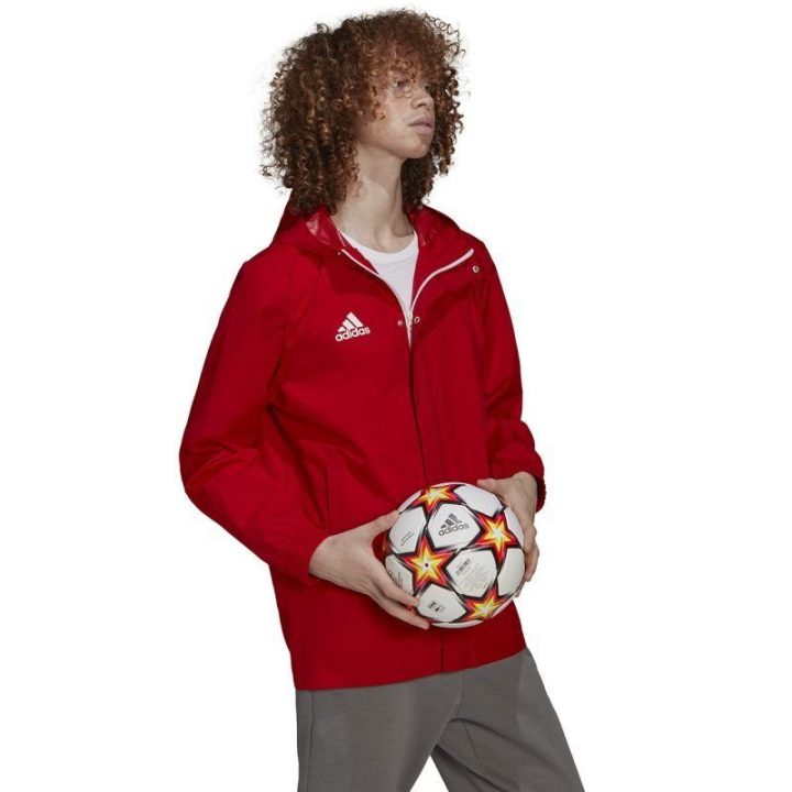 Vyriška striukė su gobtuvu adidas Entrada 22 All Weather, raudona