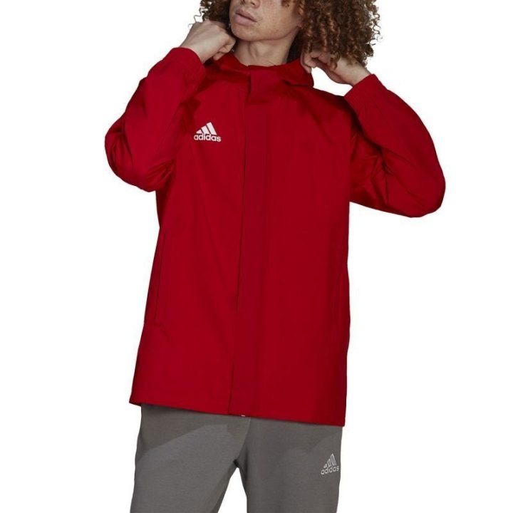 Vyriška striukė su gobtuvu adidas Entrada 22 All Weather, raudona