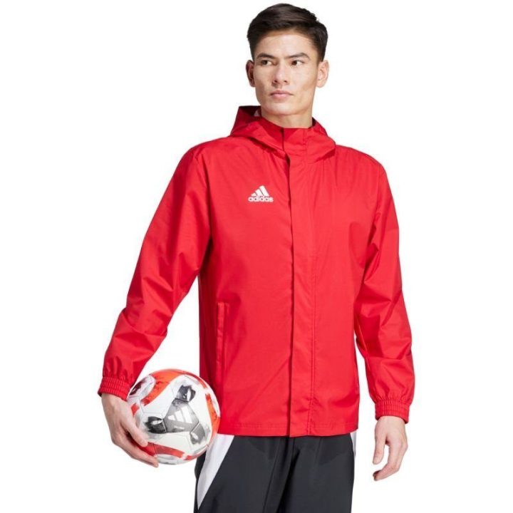 Vyriška striukė su gobtuvu adidas Entrada 22 All Weather, raudona