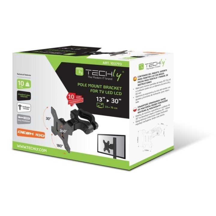 Televizoriaus laikiklis TECHLY, 13–30 colių, iki 10 kg, juodas