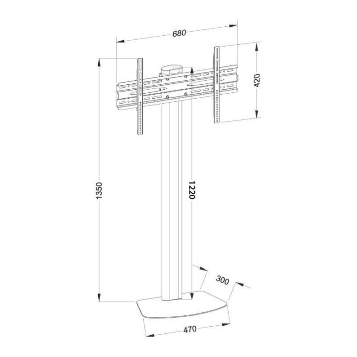 Grindinis televizoriaus stovas Techly, 32–55 colių, iki 40 kg, juodas