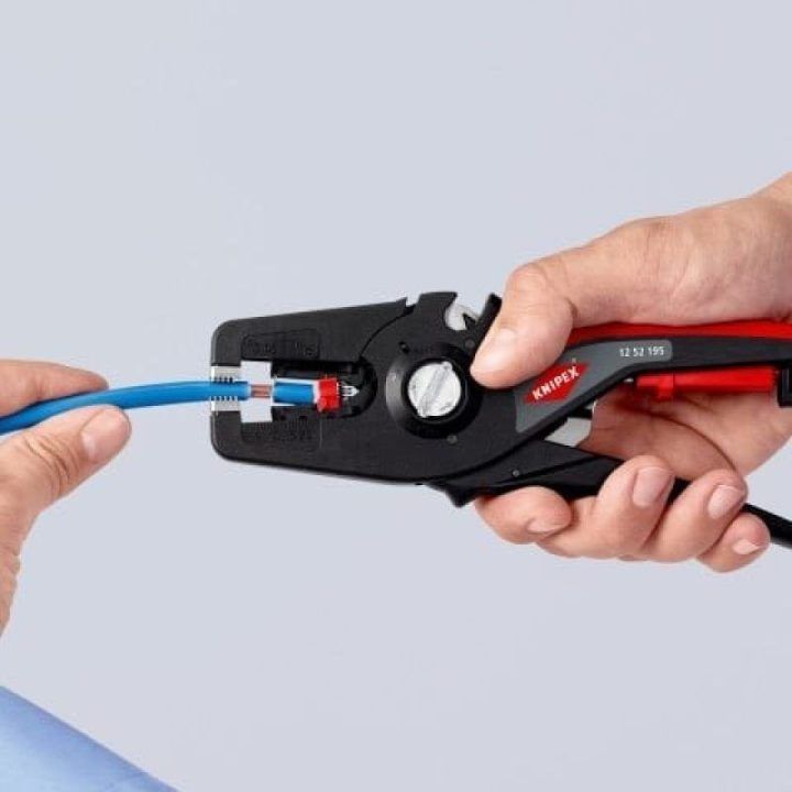 Izoliacijos nuėmimo replės KNIPEX PreciStrip 16, juodos ir raudonos