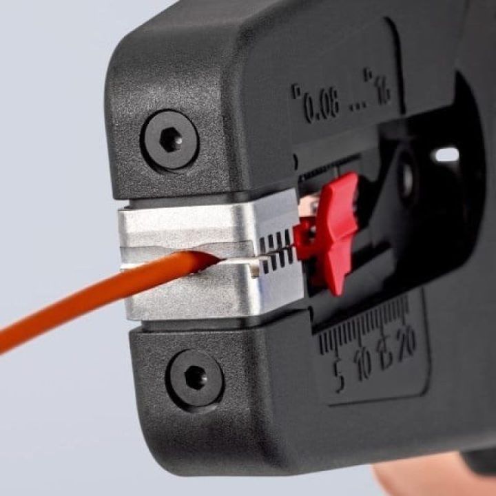 Izoliacijos nuėmimo replės KNIPEX PreciStrip 16, juodos ir raudonos