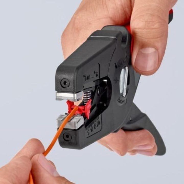 Izoliacijos nuėmimo replės KNIPEX PreciStrip 16, juodos ir raudonos