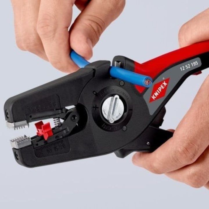 Izoliacijos nuėmimo replės KNIPEX PreciStrip 16, juodos ir raudonos