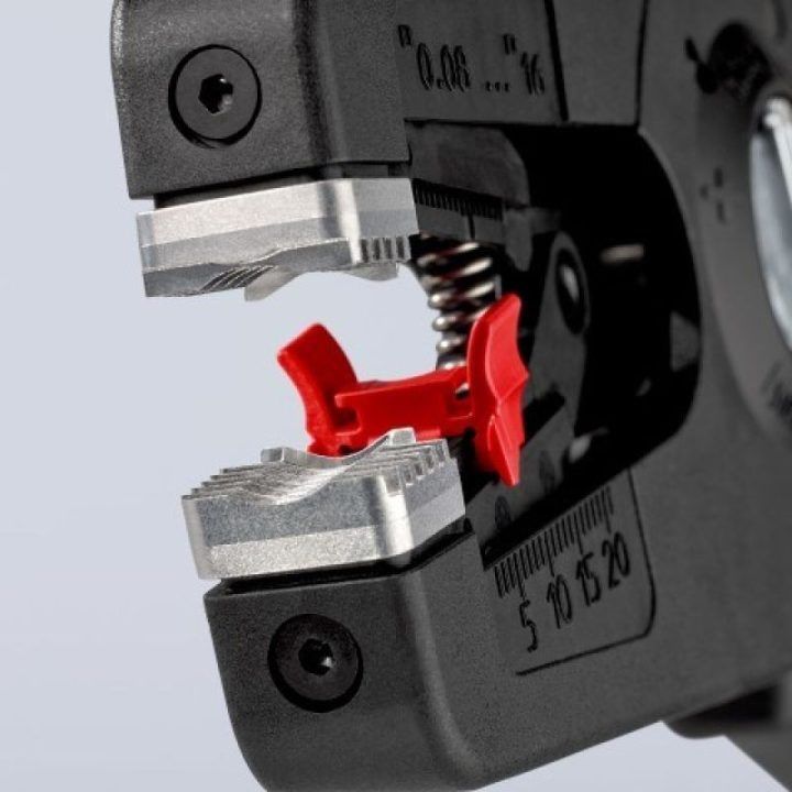 Izoliacijos nuėmimo replės KNIPEX PreciStrip 16, juodos ir raudonos