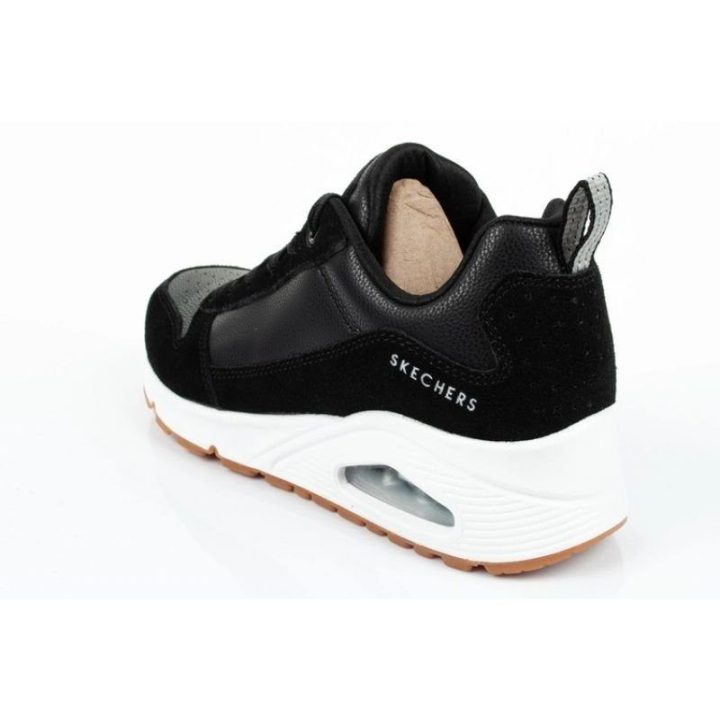 Moteriški sportbačiai su 6 cm kulnu Skechers Uno-Solid Air, juodi