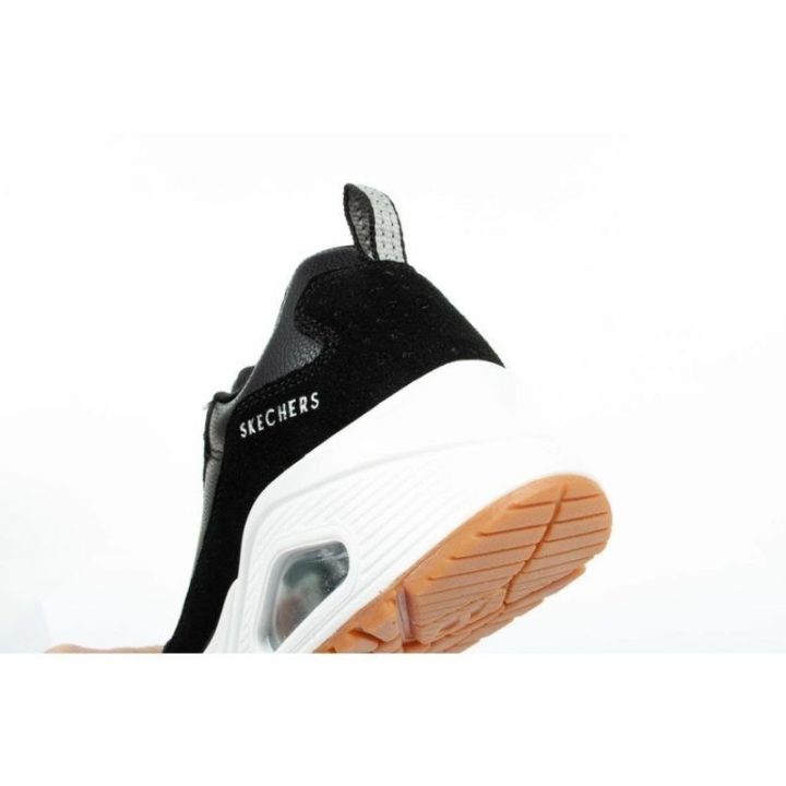 Moteriški sportbačiai su 6 cm kulnu Skechers Uno-Solid Air, juodi