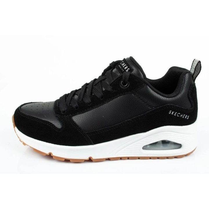 Moteriški sportbačiai su 6 cm kulnu Skechers Uno-Solid Air, juodi