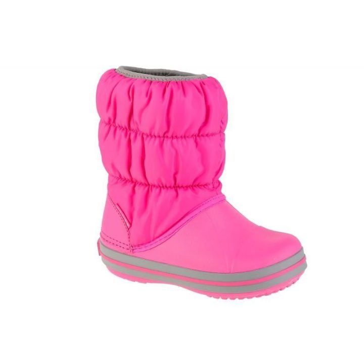 Aukšti sniego batai mergaitėms Crocs Winter Puff, rožiniai
