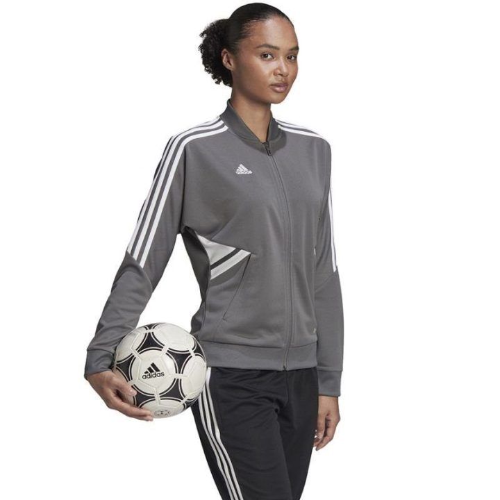 Moteriška sportinė striukė su užtrauktuku adidas Condivo 22, pilka