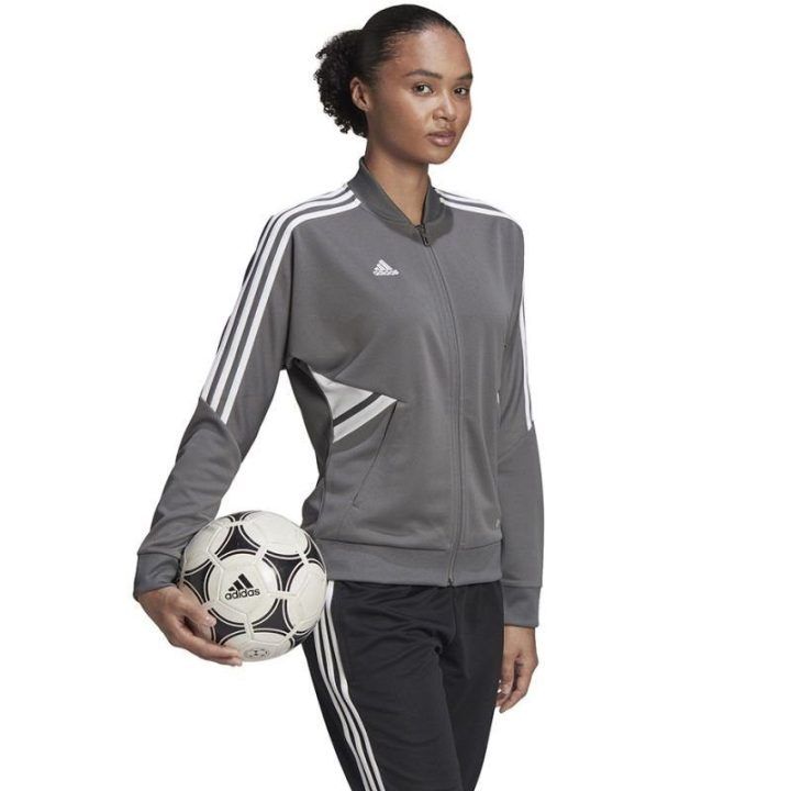 Moteriška sportinė striukė su užtrauktuku adidas Condivo 22, pilka