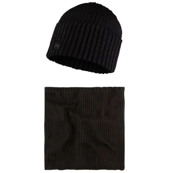 Megztos kepurės ir šaliko-movos komplektas Buff Gift Pack, juodas