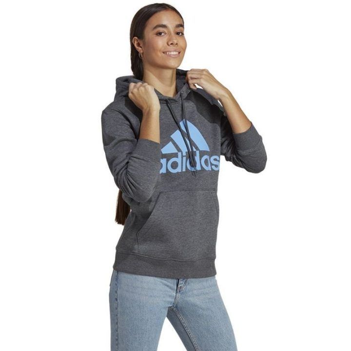 Moteriškas džemperis su gobtuvu adidas Big Logo FL R, pilkas