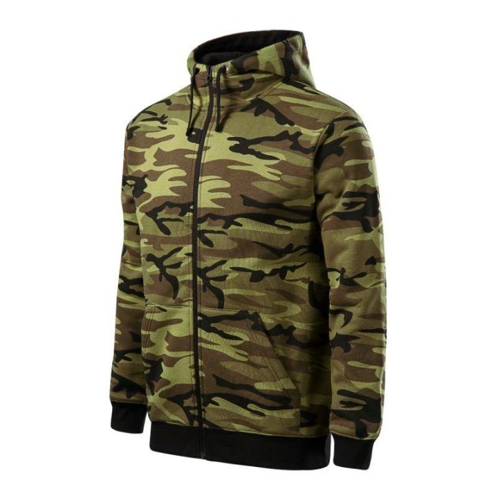 Vyriškas džemperis su gobtuvu Malfini Camo Zipper, žalias