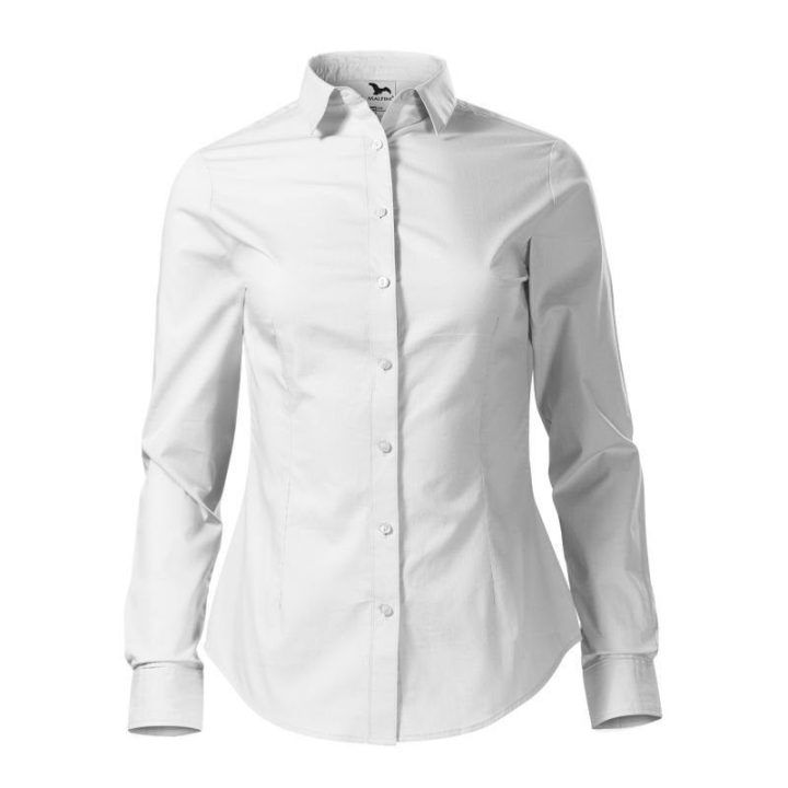 Moteriški medvilniniai marškiniai Malfini Style LS, balti