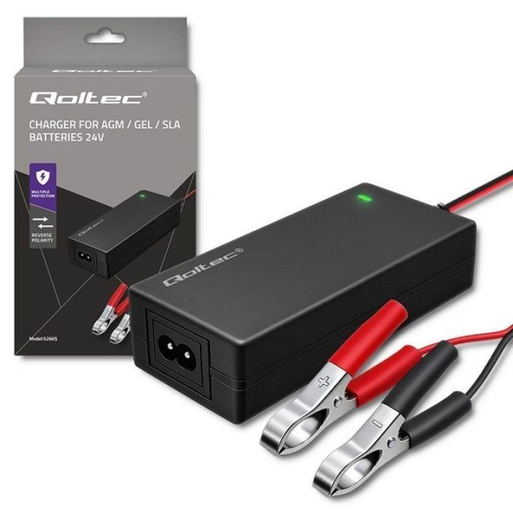 Akumuliatoriaus įkroviklis Qoltec, 24 V, 2 A, 48 W, LED