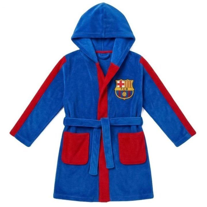 Vaikiškas chalatas su gobtuvu FC Barcelona, mėlynas ir raudonas