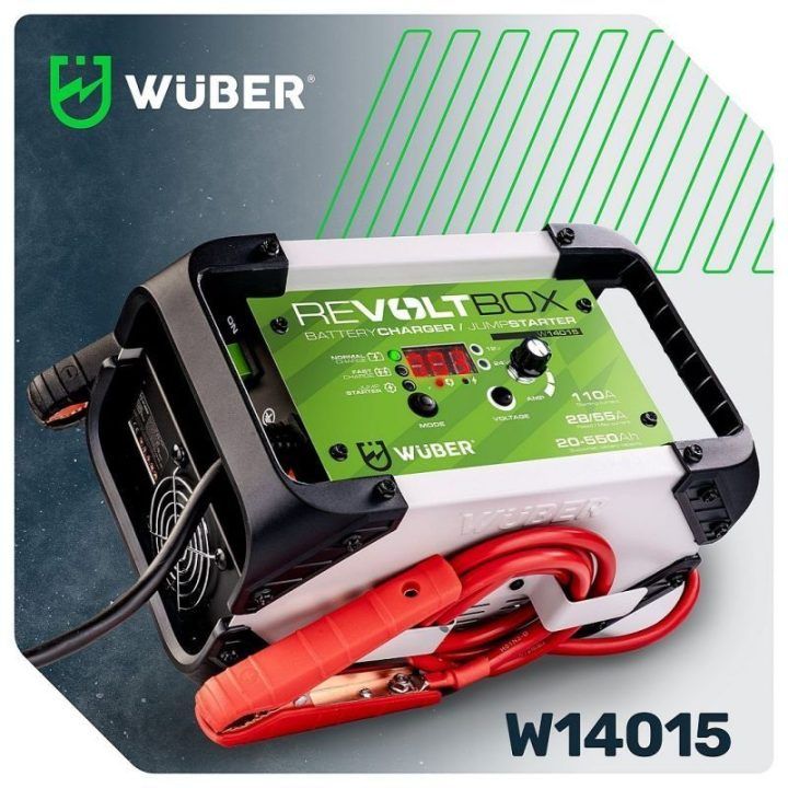 Automatinis įkroviklis su paleidimu Wuber W14015, 110 A, juodas ir baltas