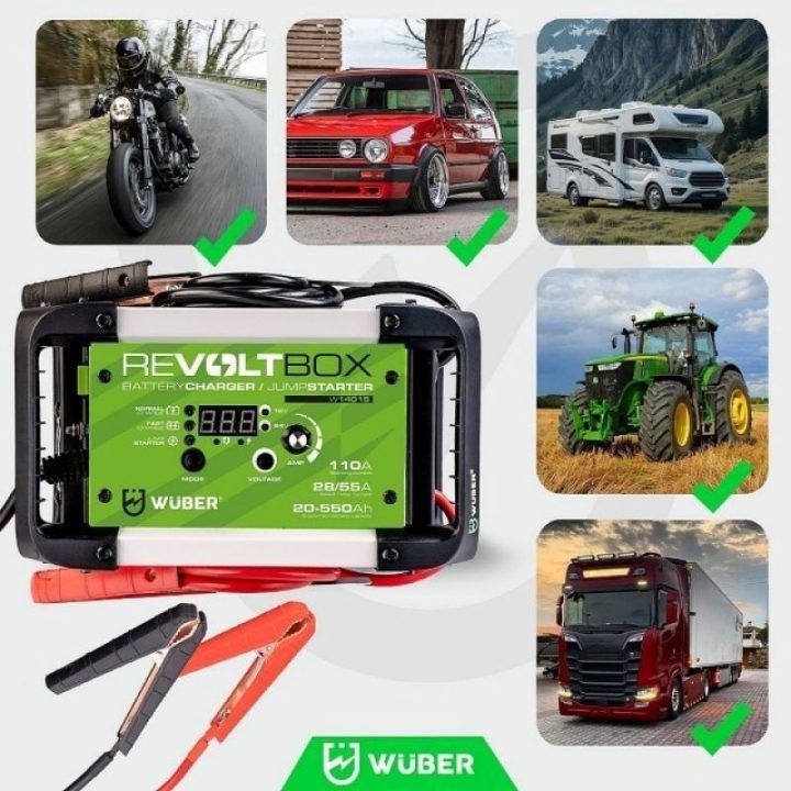 Automatinis įkroviklis su paleidimu Wuber W14015, 110 A, juodas ir baltas