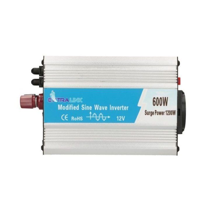 Įtampos keitiklis Extralink OPIM-600W, juodos ir aliuminio spalvos
