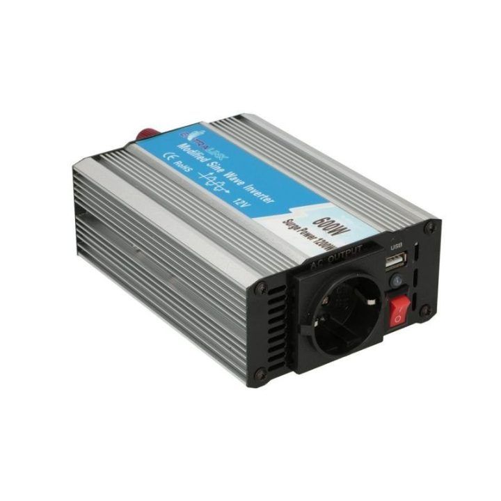 Įtampos keitiklis Extralink OPIM-600W, juodos ir aliuminio spalvos