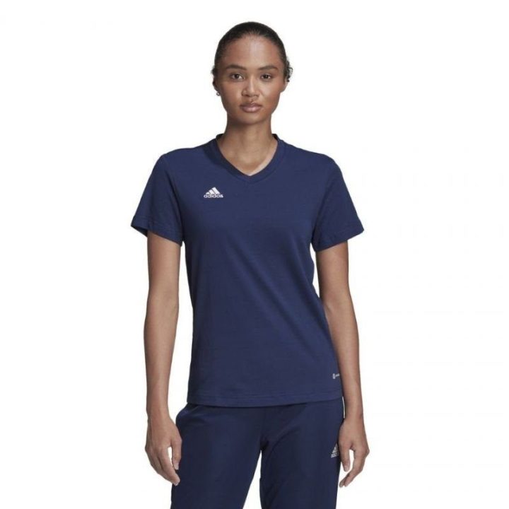 Moteriški medvilniniai marškinėliai adidas Entrada 22, tamsiai mėlyni