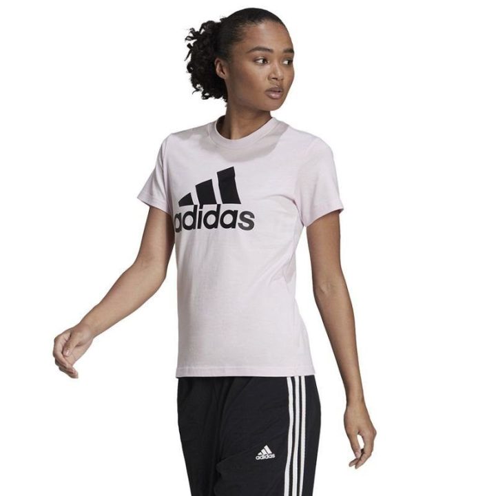 Moteriški medvilniniai marškinėliai adidas Big Logo, rožiniai