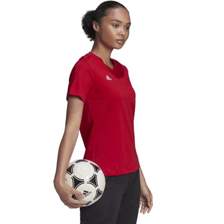 Moteriški medvilniniai marškinėliai adidas Entrada 22, raudoni