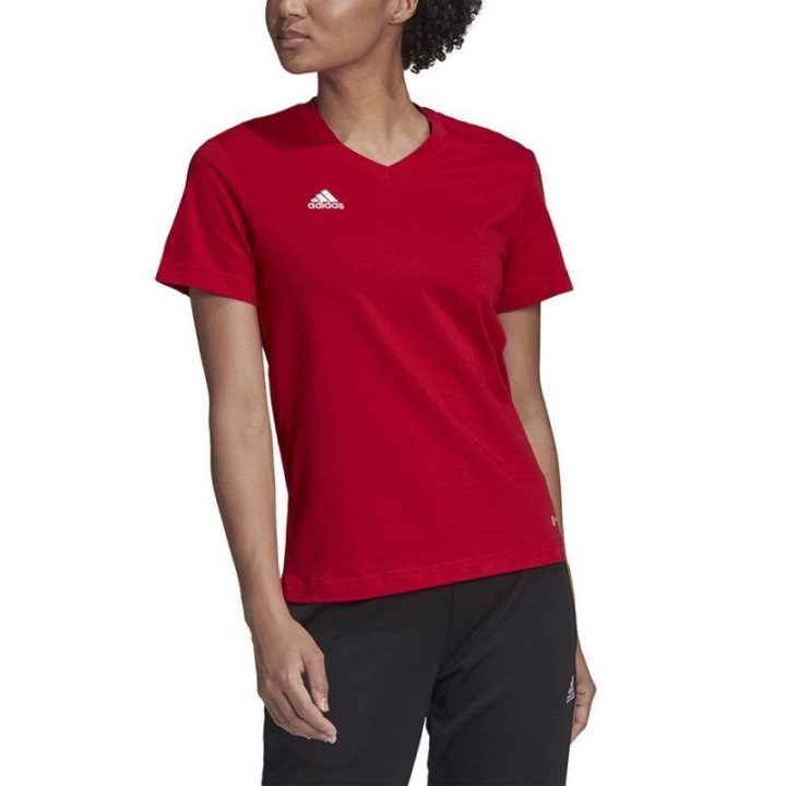 Moteriški medvilniniai marškinėliai adidas Entrada 22, raudoni