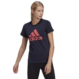 Moteriški medvilniniai marškinėliai adidas, tamsiai mėlyni