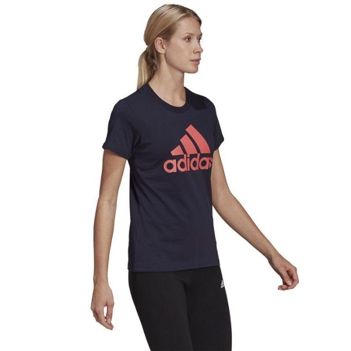 Moteriški medvilniniai marškinėliai adidas, tamsiai mėlyni