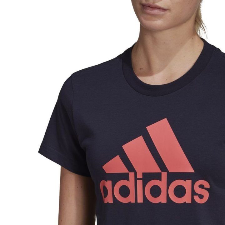 Moteriški medvilniniai marškinėliai adidas, tamsiai mėlyni