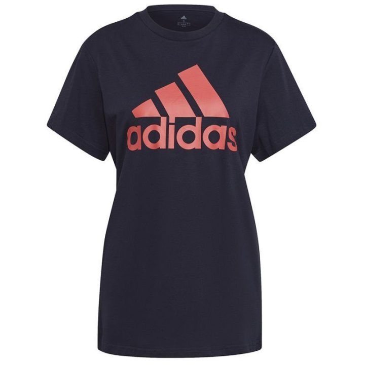 Moteriški medvilniniai marškinėliai adidas, tamsiai mėlyni