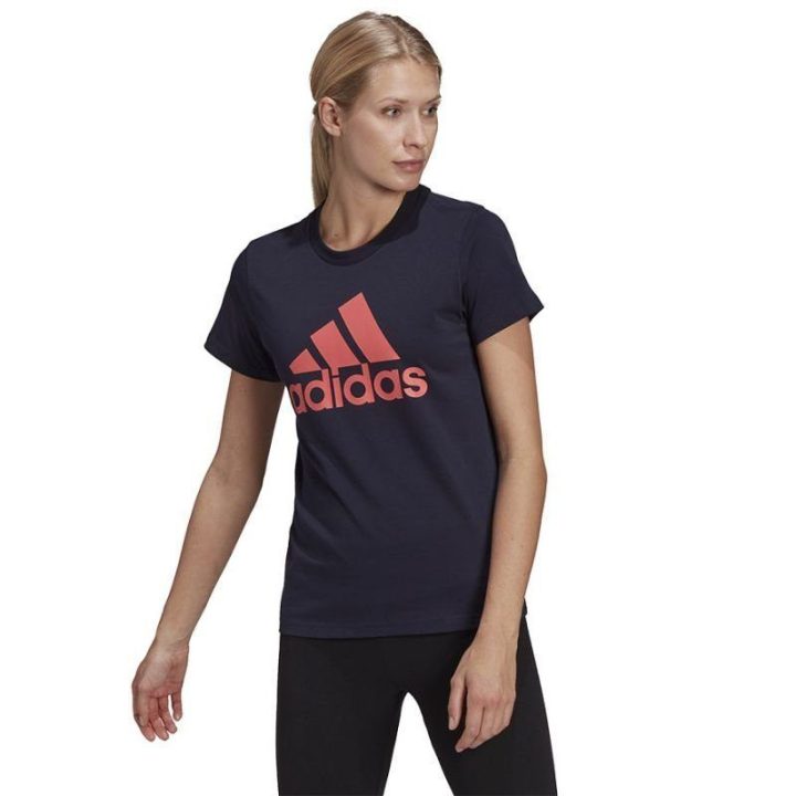 Moteriški medvilniniai marškinėliai adidas, tamsiai mėlyni