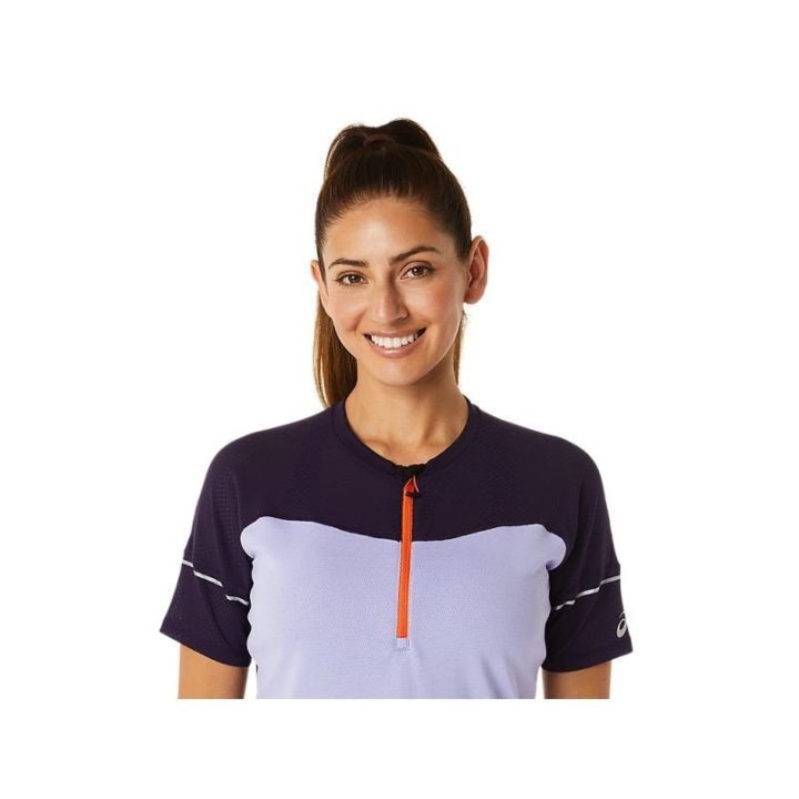 Moteriški bėgimo marškinėliai Asics Fujitrail Top Tee, violetiniai