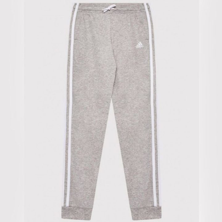 Vaikiškos laisvo kirpimo sportinės kelnės adidas 3 Stripes C PT, pilkos