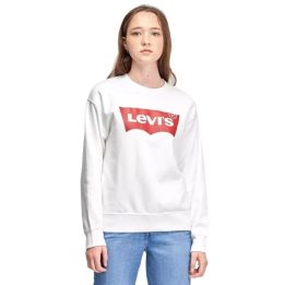 Moteriškas medvilninis džemperis Levi's Graphic Standard Crew, baltas