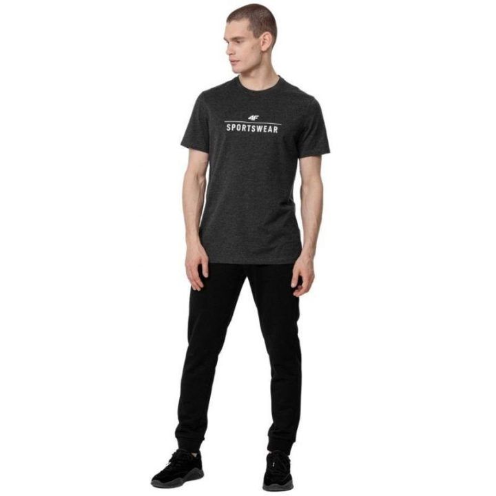 Vyriški marškinėliai su užrašu 4F, tamsiai pilki melanžiniai