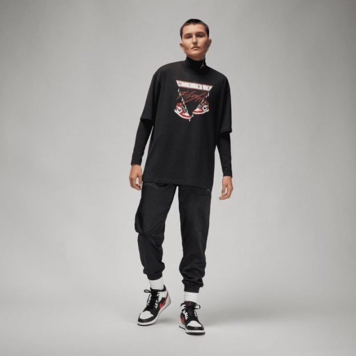 Moteriški laisvo kirpimo marškinėliai Nike Jordan Flight, juodi