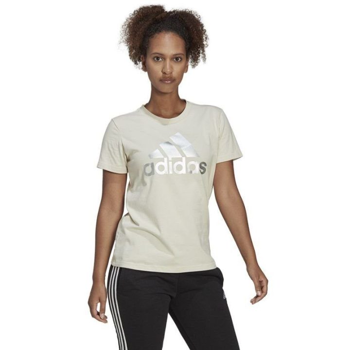 Moteriški medvilniniai marškinėliai adidas Big Logo, smėlio