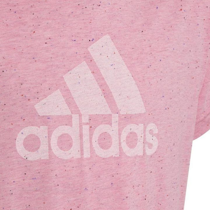 Medvilniniai marškinėliai mergaitėms adidas Badge of Sport, rožiniai