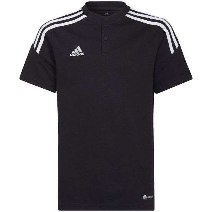 Vaikiški medvilniniai polo marškinėliai adidas Condivo 22, juodi