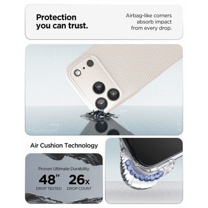 TPU dėklas iPhone 18 Pro Max / 17 Pro Max Spigen Liquid Air, natūralaus titano spalvos