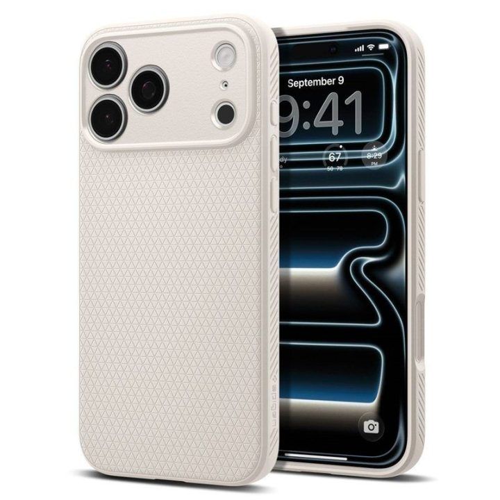 TPU dėklas iPhone 18 Pro Max / 17 Pro Max Spigen Liquid Air, natūralaus titano spalvos