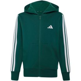 Vaikiškas adidas džemperis su gobtuvu ir užtrauktuku, žalias