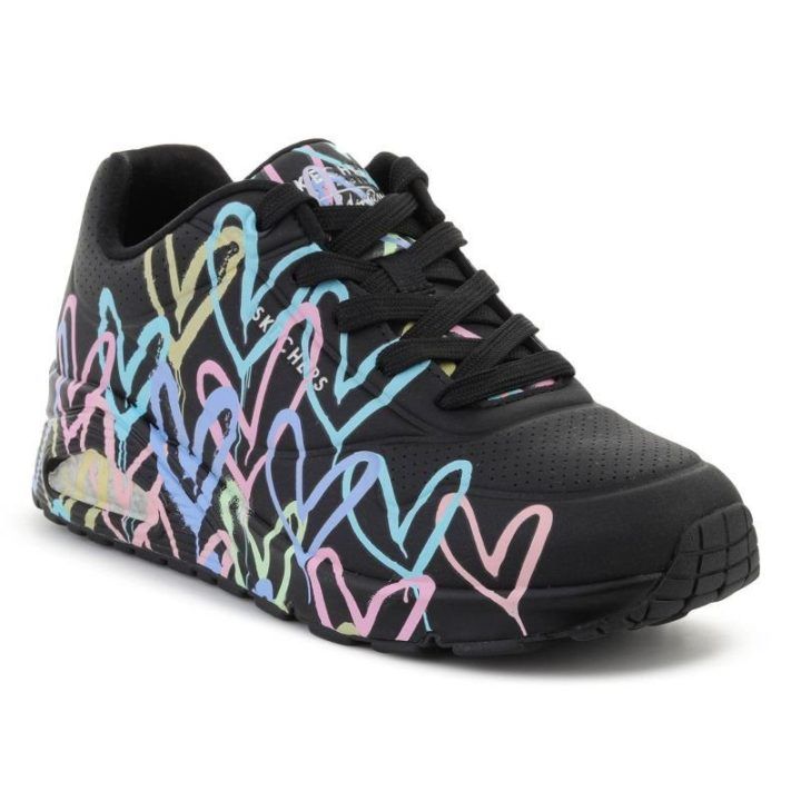 Moteriški sportbačiai Skechers Uno-Spread The Love, juodi, violetiniai ir turkio
